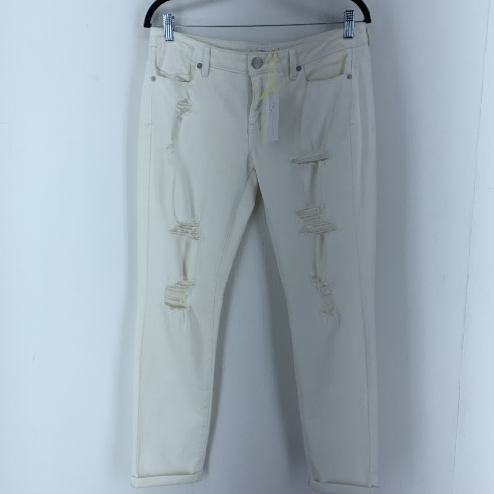 BCBGeneration Womens 28 High Rise Distressed Skinny Jeans White Streetwear Edgy